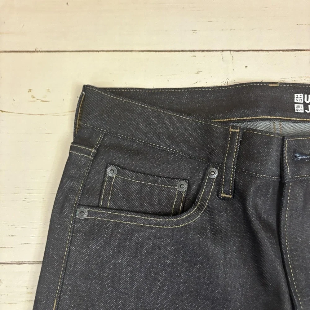 Uniqlo Selvedge Skinny Jeans Mens 29x32 Dark Blue Stretch Denim NEW NWT